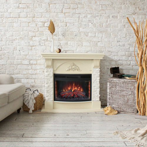 Каминокомплект ATHENA/АТЛАНТА Айвори с очагом Электроочаг FIREFIELD 25 фото 4