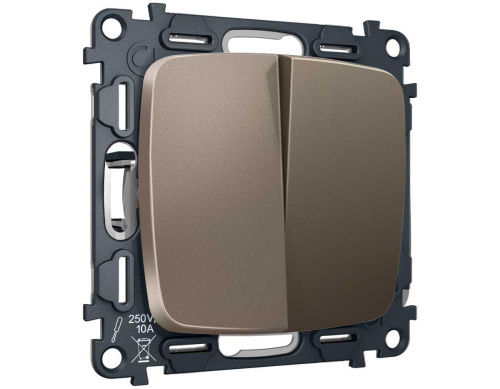 Комплект механизма 2-клавишного перекрестного выключателя 10A-250V Ambrella Volt OMEGA Темная бронза матовый QUANT (OP6330, VM125) MO633030