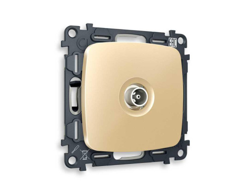 Комплект механизма TV розетки проходной AMBRELLA VOLT OMEGA Шампань 5-1000 MHz 4dB QUANT (OP6130, VM211) MO613030