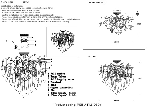 Люстра Crystal Lux REINA PL5 D600 GOLD PEARL фото 2