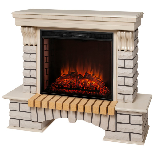 Каминокомплект COUNTRY/БРУКЛИН Белый дуб с очагом Электроочаг EPSILON 26 фото 2