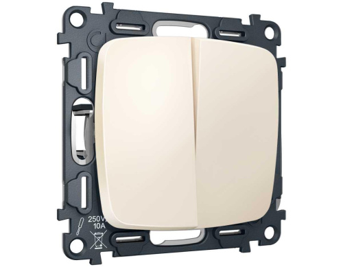 Комплект механизма 2-клавишного перекрестного выключателя 10A-250V Ambrella Volt OMEGA Бежевый матовый QUANT (OP3230, VM125) MO323030