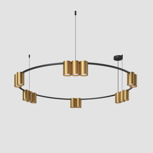 DK4067-BK+SG Подвесной светильник ORBIT, IP20, 15xGU10 LED, до 15 Вт, черный + сатинированное золото, алюминий фото 5