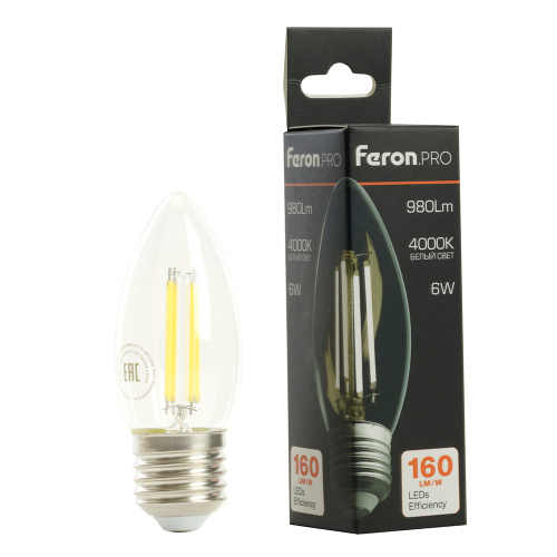 Лампа светодиодная Feron.PRO LB-1206 Свеча E27 980LM 6W 175-265V 4000K фото 8