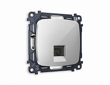 Комплект механизма телефонной розетки AMBRELLA VOLT OMEGA Серебро глянец RJ-11(4P4C) с шторкой QUANT (OP4120, VM190) MO412030