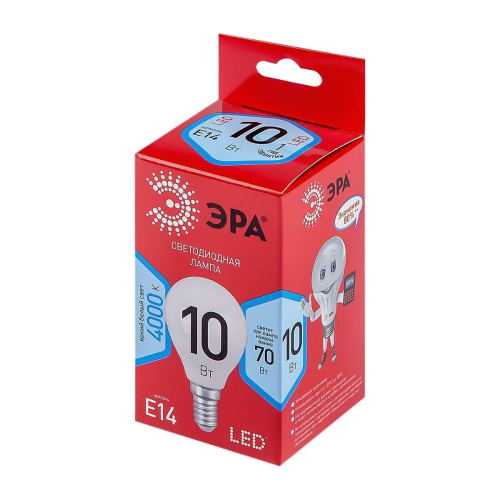 Лампа светодиодная ЭРА E14 10W 4000K матовая LED P45-10W-840-E14 R Б0050233 фото 2