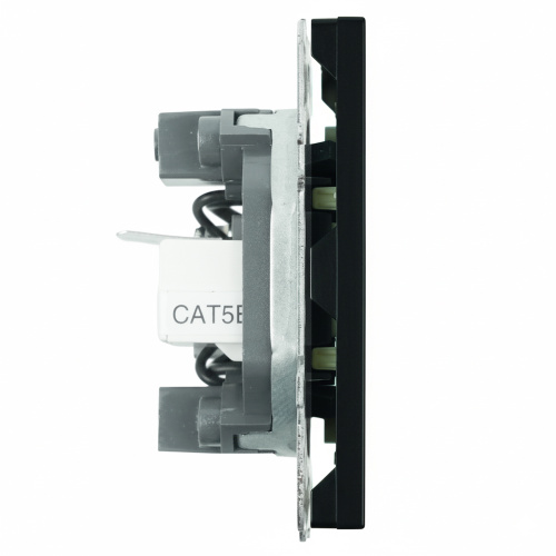Розетка TV + компьютерная RJ-45 (механизм), STEKKER, RST00-5106-05, серия Эмили, черный уголь, soft touch фото 3