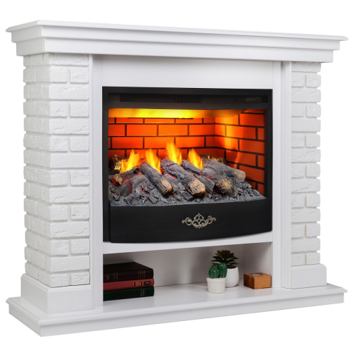 Электрокамин RealFlame Brixton 25,5 WT белый с очагом 3D Firestar 25,5 фото 2