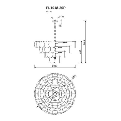 Подвесная люстра Di Marmo FL1018-20P фото 2 Подвесная люстра Di Marmo FL1018-20P фото 2