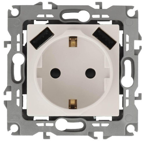 Розетка Эра Elegance 2P E со шторками 16A 250V 2xUSB 14-4109-02 Б0047868 Розетка Эра Elegance 2P E со шторками 16A 250V 2xUSB 14-4109-02 Б0047868