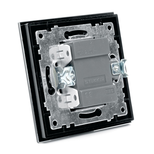 Выключатель 1-клавишный c индикатором STEKKER GLS10-7001-05, 250В, 10А, серия Катрин, черный фото 5