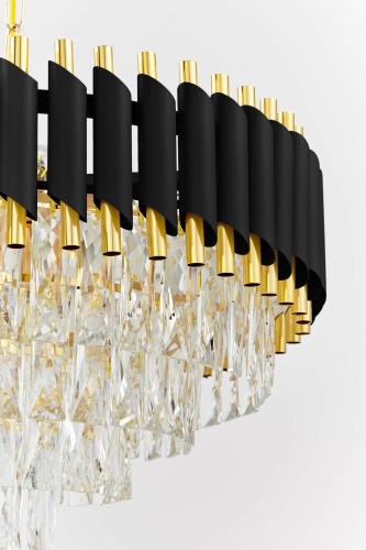 Хрустальная подвесная люстра Lumina Deco Funneli LDP 6003-550 BK+F.GD фото 3