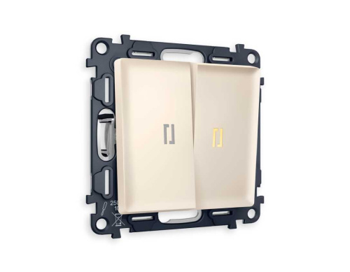 Комплект механизма 2-кл выключателя AMBRELLA VOLT с подсветкой 3200K ALFA Бежевый матовый QUANT (AP3240, VM115, G11Y) MA324010