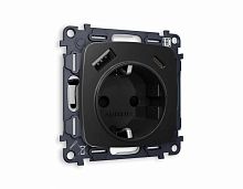 Комплект механизма электрической розетки AMBRELLA VOLT OMEGA Черный матовый 2USB A+C 20W (быстрая зарядка) с/з QUANT (OP8100, VM160) MO810010