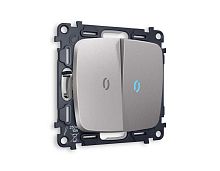 Комплект механизма 2-кл выключателя AMBRELLA VOLT с подсветкой 10000K OMEGA Сталь матовый QUANT (OP5040, VM115, G17B) MO504020