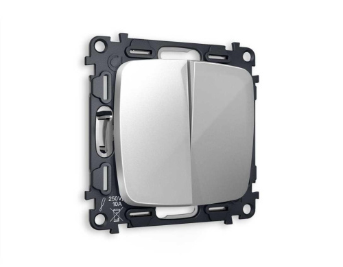 Комплект механизма 2-кл выключателя AMBRELLA VOLT OMEGA Серебро глянец QUANT (OP4030, VM115) MO403010