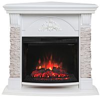 Каминокомплект ATHENA CORNER/АТЛАНТА УГЛ. GR Белый с очагом Электроочаг EVRIKA 25.5