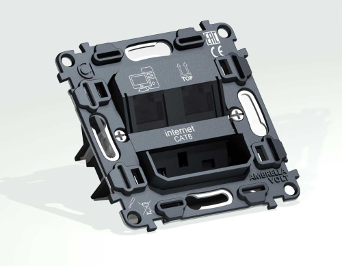 Механизм компьютерной двойной розетки RJ-45 (8P8C) CAT6 Ambrella Volt VM189 фото 5 Механизм компьютерной двойной розетки RJ-45 (8P8C) CAT6 Ambrella Volt VM189 фото 5