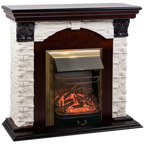 Электрокамин RealFlame Dublin Lux AO античный дуб с очагом Majestic Lux Brass фото 2