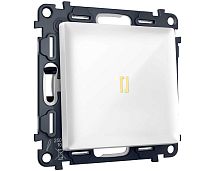 Комплект механизма 1-клавишного выключателя с самовозвратом с подсветкой 3200K Ambrella Volt ALFA Белый глянец QUANT (AP1020, VM113, G11Y) MA102050