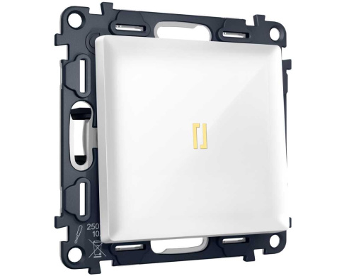 Комплект механизма 1-клавишного выключателя с самовозвратом с подсветкой 3200K Ambrella Volt ALFA Белый глянец QUANT (AP1020, VM113, G11Y) MA102050