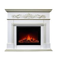 Каминокомплект BEETHOVEN/БЕТХОВЕН Белый дуб с золотой патиной с очагом Электроочаг MOONBLAZE LUX/МУНБЛЕЙЗ
