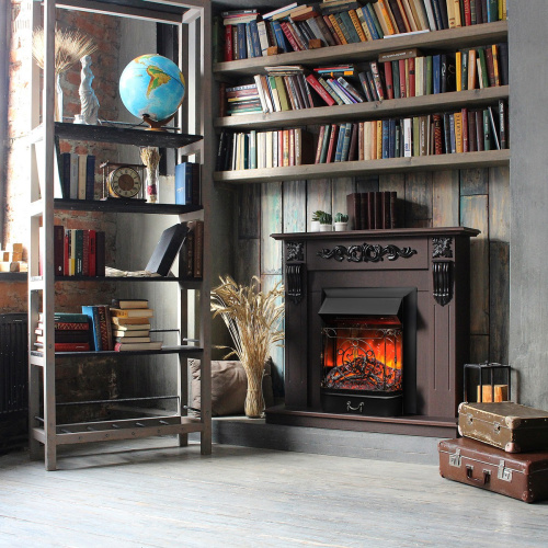 Электрокамин RealFlame Dominica DN орех с очагом Majestic Lux Black RC фото 3