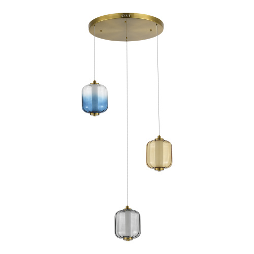 SL1193.303.03 Светильник подвесной ST-Luce Латунь/Янтарный,Дымчатый,Голубой LED 3*11,2W 3000K SUMMER фото 3