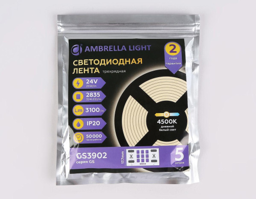 Светодиодная лента Ambrella Light 26W/m 324LED/m 2835SMD дневной белый 5M GS3902 фото 6