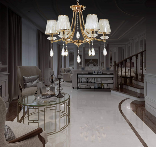 Хрустальная подвесная люстра Lumina Deco Dominni LDP 9268-6 GD фото 8