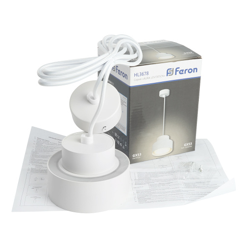 Светильник потолочный Feron HL3678 Barrel AURA levitation 12W, 230V, GX53, белый, на подвесе 1,7 м фото 5