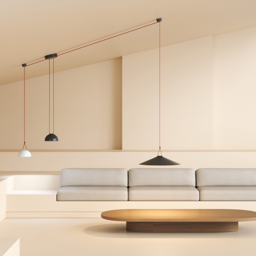 DK5660-WH+BK Cветильник для трека-ремня Belty Smart, серия Flow, со светодиодом, D220*H117мм, 48V DC, 24W, RA90, 120°, 3000-5700K, IP20, белый с черным, алюминий фото 2