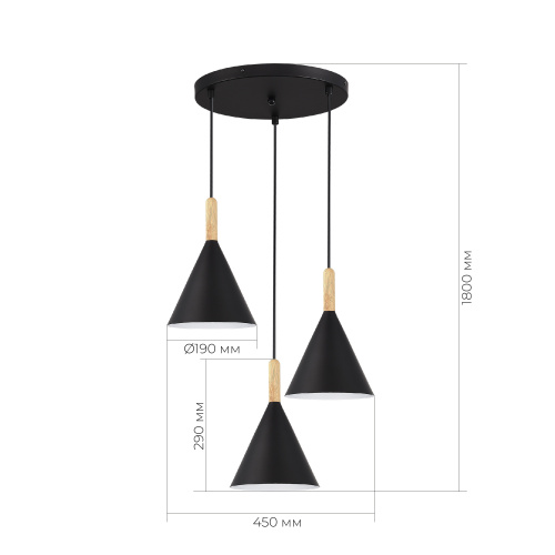 SLE1255-423-03 Светильник подвесной Черный/Черный E27 3*40W ARKET фото 2