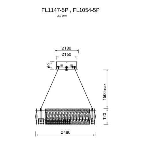 Люстра подвесная Vetto Chrome FL1054-5P фото 2