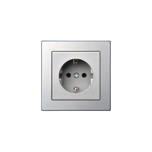 Розетка 2P+E Liregus Epsilon серебро 28-176