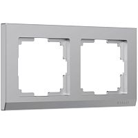 Рамка из пластика на 2 поста Stark серебряный W0021806