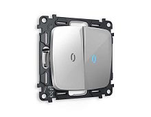 Комплект механизма 2-кл выключателя AMBRELLA VOLT с подсветкой 10000K OMEGA Серебро глянец QUANT (OP4040, VM115, G17B) MO404020