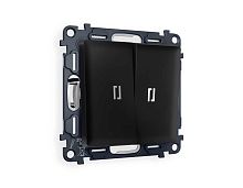 Комплект механизма 2-кл проходного выключателя AMBRELLA VOLT с подсветкой 5600K ALFA Черный матовый QUANT (AP8040, VM120, G25W) MA804035