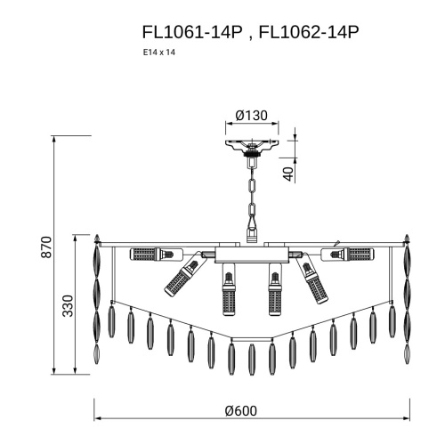 Люстра подвесная The Empress Gold FL1061-14P фото 7