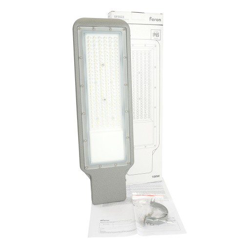 Светодиодный уличный консольный светильник Feron SP3022 100W 5000K 230V, серый фото 11