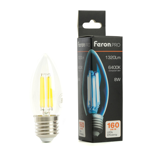 Лампа светодиодная Feron.PRO LB-1208 Свеча E27 1320LM 8W 175-265V 6400K фото 2