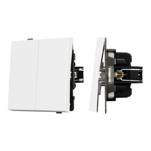 Механизм выключателя двухклавишный проходной SWT-TENDO-MKP2-PL-WH (230V, 10A) Arlight 054066