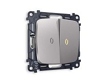 Комплект механизма 2-кл проходного выключателя AMBRELLA VOLT с подсветкой 3200K OMEGA Сталь матовый QUANT (OP5040, VM120, G22Y) MO504030