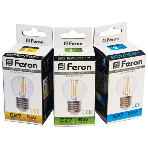 Лампа светодиодная Feron LB-61 Шарик E27 5W 230V 2700K фото 3