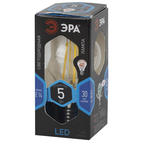 Лампа светодиодная филаментная ЭРА E14 5W 4000K прозрачная F-LED P45-5W-840-E14 Б0019007 фото 3 Лампа светодиодная филаментная ЭРА E14 5W 4000K прозрачная F-LED P45-5W-840-E14 Б0019007 фото 3