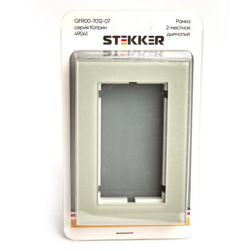 Рамка  2-местная (без перемычки), стекло, STEKKER, GFR00-7012-07, серия Катрин, дымчатый фото 5