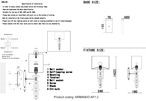 Бра Crystal Lux ARMANDO AP1.2 CHROME фото 2