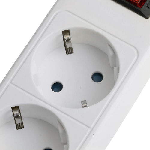 Сетевой фильтр 5-местный с/з STEKKER HM20-51-02 3x1мм2, 1,8 м, серия Optima, белый фото 2