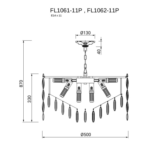 Люстра подвесная The Empress Chrome FL1062-11P фото 4 Люстра подвесная The Empress Chrome FL1062-11P фото 4
