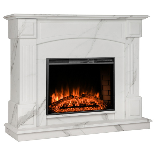 Каминокомплект CAROLINA/БОСТОН Мрамор Каррара с очагом Электроочаг AQUAMARINE/АКВАМАРИН 26 фото 2